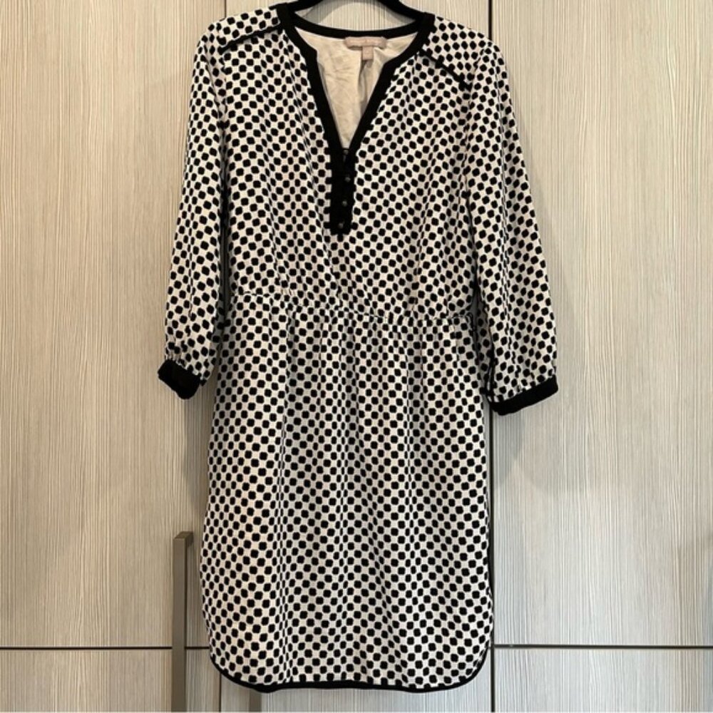 Banana Republic‎ | Checkered Plaid Shirt Dress | Black & Cream | Women's 4